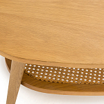 Журнальный стол из массива дуба и декором из плетеного ротанга Reyer Rattan Coffee Table варинант исполнения - 3 | Loft Concept в Уфе