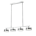 Люстра светодиодная с 4-мя круглыми прозрачными плафонами цилиндрической формы из акрила и стекла с пультом для регулировки света Glass Lamp Chromium варинант исполнения - 1 | Loft Concept в Уфе