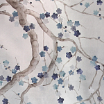 Обои ручная роспись Plum Blossom Inky Hokusai on Sterling Silver gilded silk варинант исполнения - 1 | Loft Concept в Уфе