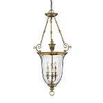 Подвесной светильник латунный с рифленым прозрачным плафоном и тремя свечеподобными лампами в классическом стиле Hinkley варинант исполнения - 1 | Loft Concept в Уфе