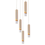 Подвесной светильник Metal Acrylic Tube Five Gold Hanging Lamp варинант исполнения - 1 | Loft Concept в Уфе