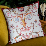 Декоративная подушка бежевая с растительным орнаментом Raffael Floral Beige Red Cushion варинант исполнения - 3 | Loft Concept в Уфе