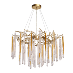 Люстра подвесная золотого цвета с разветвленными ветвями и прозрачными стеклянными подвесками Droplet Chandelier варинант исполнения - 2 | Loft Concept в Уфе