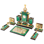 Настольный письменный набор из малахита и долерита с декором в виде герба России Leader Organizer варинант исполнения - 2 | Loft Concept в Уфе