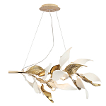 Люстра подвесная с декоративными белыми и золотыми листьями на текстурном основании Wintery flovers варинант исполнения - 2 | Loft Concept в Уфе