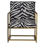 Кресло с металлическим золотистым каркасом и мягкой обивкой с чёрно-белым принтом зебры Wild animals варинант исполнения - 1 | Loft Concept в Уфе