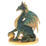 Декоративная статуэтка Дракон Dragon Holding Sphere Green Gold Statuette варинант исполнения - 1 | Loft Concept в Уфе