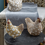 Статуэтка курица с белым цветочным узором и металлическими ножками Rustic Chicken варинант исполнения - 4 | Loft Concept в Уфе