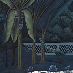 Обои ручная роспись Phuljhari Original colourway on Empire Blue dyed silk варинант исполнения - 3 | Loft Concept в Уфе