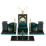 Настольный письменный набор из змеевика тёмно-зелёного цвета с декором в виде орла Successful Leader варинант исполнения - 1 | Loft Concept в Уфе