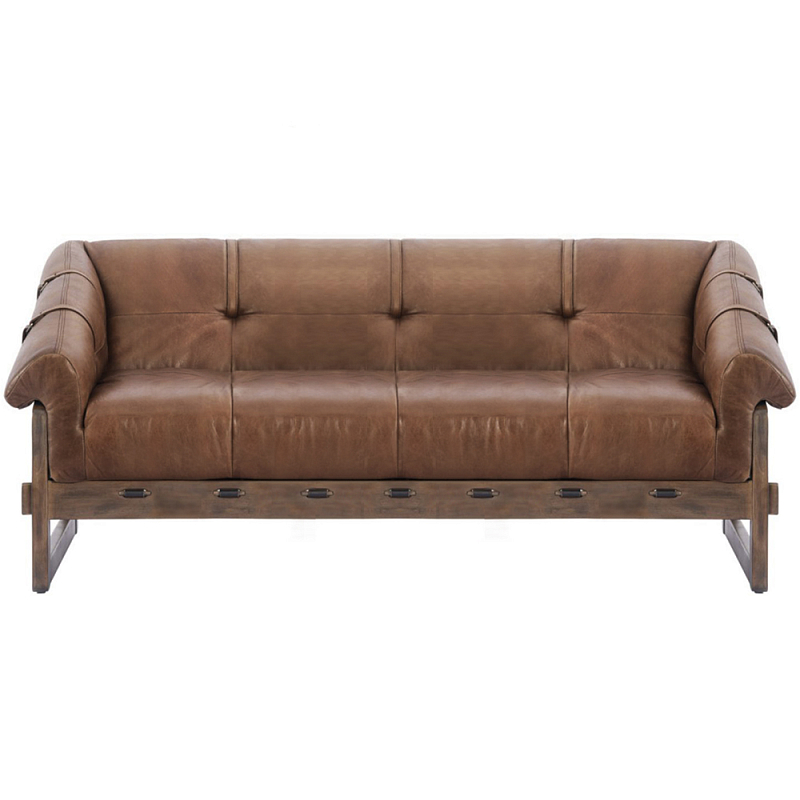Трехместный диван Duncan винтажная коричневая кожа Коричневый винтаж в Уфе | Loft Concept 
