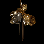 Люстра подвесная со стеклянными плафонами из дымчатого и золотистого с тремя вертикальными подвесками Gilded Mirage  варинант исполнения - 7 | Loft Concept в Уфе