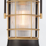 Настенный фонарь цилиндрической формы с рифленым стеклом в золотом каркасе на черном прямоугольном основании Eurofase варинант исполнения - 15 | Loft Concept в Уфе