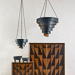 Подвесной светильник в форме спирали черный с золотой внутренней отделкой Warm Glow варинант исполнения - 3 | Loft Concept в Уфе