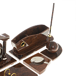 Настольный письменный набор с часами из природного камня обсидиана Competent Leader варинант исполнения - 5 | Loft Concept в Уфе