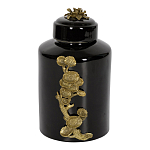 Банка с крышкой из фарфора с бронзовым цветочным элементом Eden Garden варинант исполнения - 1 | Loft Concept в Уфе