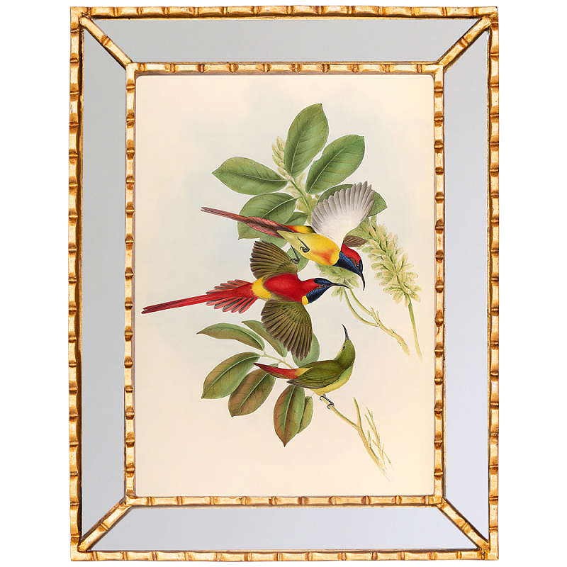 Постер с изображением птиц и цветов в зеркальной раме Blooming Birds Poster Золотой Мульти Бежевый Зеркало Постер с изображением птиц и цветов в зеркальной раме Blooming Birds Poster Золотой Мульти Бежевый Зеркало в Уфе | Loft Concept