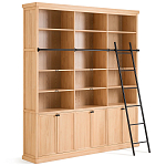 Книжный шкаф из массива сосны с металлической лестницей Burton Wood Cabinet варинант исполнения - 4 | Loft Concept в Уфе