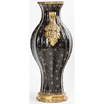 Ваза черного цвета из фарфора с золотистым узором и бронзовыми ручками Высота 39.5 см Eden Garden porcelain and bronze варинант исполнения - 2 | Loft Concept в Уфе