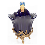 Чаша темно-синего цвета из фарфора с разноцветной птичкой Eden Garden porcelain and bronze варинант исполнения - 11 | Loft Concept в Уфе