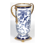 Ваза с бронзовыми ручками и синим цветочным узором Blue & White Ornament варинант исполнения - 2 | Loft Concept в Уфе
