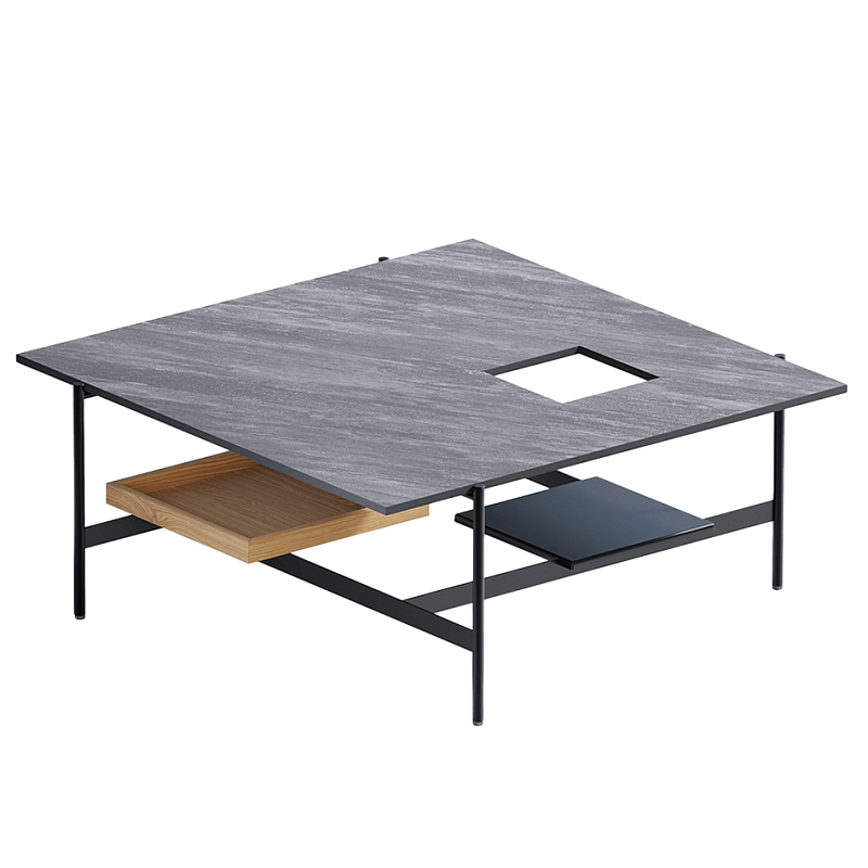 Karat журнальный столик цвета серый камень с съемным подносом Серый Черный в Уфе | Loft Concept 