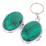 Зеркало брелок карманное двухстороннее из натурального камня Малахит Stone Mirrors варинант исполнения - 2 | Loft Concept в Уфе