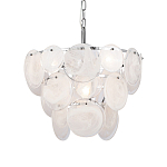 Люстра из белых стеклянных дисков на серебрянном каркасе White Glowing Reflectors варинант исполнения - 1 | Loft Concept в Уфе