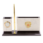 Настольный письменный набор из мрамора с часами и ручкой Marble Accessory варинант исполнения - 1 | Loft Concept в Уфе