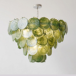 Люстра из зеленых стеклянных дисков с перламутровым эффектом Green Glowing Glaze варинант исполнения - 2 | Loft Concept в Уфе