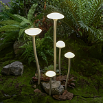 Уличный светильник с пятью матовыми плафонами в форме грибов на высоких изогнутых ножках Mushroom Shape варинант исполнения - 1 | Loft Concept в Уфе