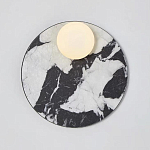 Бра круглое с каменным черно-белым основанием и плафоном из стекла Shaw Marble Lighting варинант исполнения - 1 | Loft Concept в Уфе