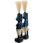 Комплект из 2-х деревянных статуэток Asmat Straw Headdress Statuettes Blue варинант исполнения - 2 | Loft Concept в Уфе