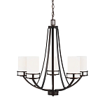 Люстра в цвете темная бронза с 5-ю белыми цилиндрическими плафонами Generation Lighting варинант исполнения - 1 | Loft Concept в Уфе