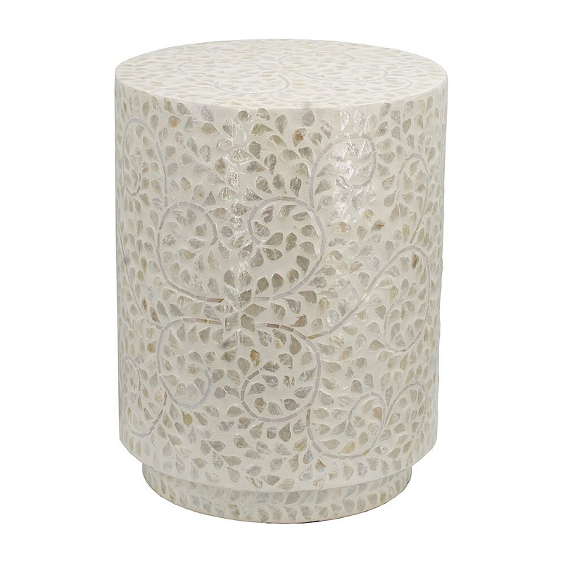 Приставной столик с рисунком из раковин устриц Bone Inlay Кремовый в Уфе | Loft Concept 