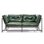 Диван Лофт Натуральная Винтажная кожа Зеленый Two Seat Encounter Leather Sofa варинант исполнения - 1 | Loft Concept в Уфе