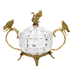 Конфетница из прозрачного рельефного стекла с ручками в виде стрекоз и фигуркой лебедя Eden Garden варинант исполнения - 1 | Loft Concept в Уфе