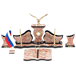Настольный письменный набор из креноида с часами и декором в виде орла Marble Accessory варинант исполнения - 1 | Loft Concept в Уфе