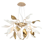 Люстра подвесная с белыми матовыми и золотыми глянцевыми листьями Wintery flovers варинант исполнения - 2 | Loft Concept в Уфе