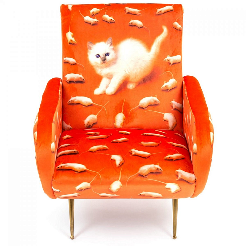 Кресло Seletti Armchair Kitten Оранжевый Латунь в Уфе | Loft Concept 