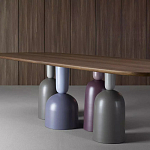 Обеденный стол деревянный с разноцветными фигурными ножками Cop варинант исполнения - 3 | Loft Concept в Уфе