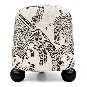 Пуф Wakonda Черно-Белый с Круглыми Черными ножками