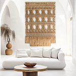 Панно на стену плетеное Макраме бежевый цвет  варинант исполнения - 1 | Loft Concept в Уфе