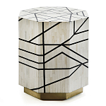 Приставной столик с инкрустацией Black and White Geometry bone bedside table варинант исполнения - 2 | Loft Concept в Уфе