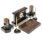 Настольный письменный набор с часами из природного камня обсидиана Royal Stone варинант исполнения - 2 | Loft Concept в Уфе