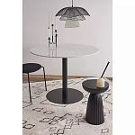 Круглый обеденный стол с белой мраморной столешницей White Tabletop on Black Base варинант исполнения - 3 | Loft Concept в Уфе