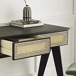 Дизайнерский письменный стол матово-чёрного цвета с 2-мя плетеными ящиками Glade Desk варинант исполнения - 1 | Loft Concept в Уфе
