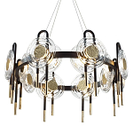 Люстра подвесная круглая черного цвета с круглыми прозрачными плафонами Virelia  варинант исполнения - 1 | Loft Concept в Уфе