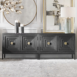 Тумба черная из дерева двухдверная Geometric Double Door Nightstand варинант исполнения - 4 | Loft Concept в Уфе