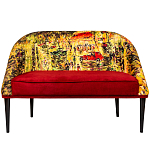 Диван двухместный из натурального бука красный с цветным принтом Impressionism in Art варинант исполнения - 1 | Loft Concept в Уфе